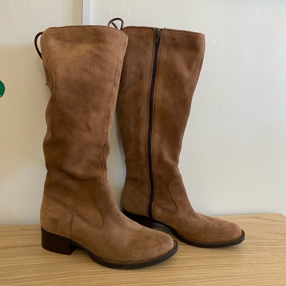 Brown Suede Leather Knee-high Boots by BORN - Picture 1 of 14